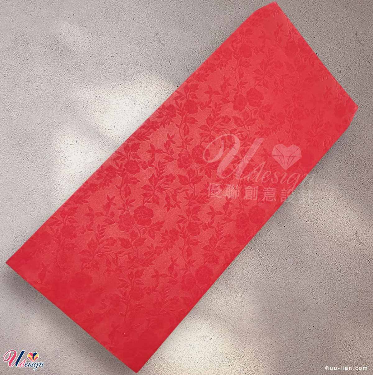 406玫瑰萬年紅紅包袋表面帶有玫瑰紋路